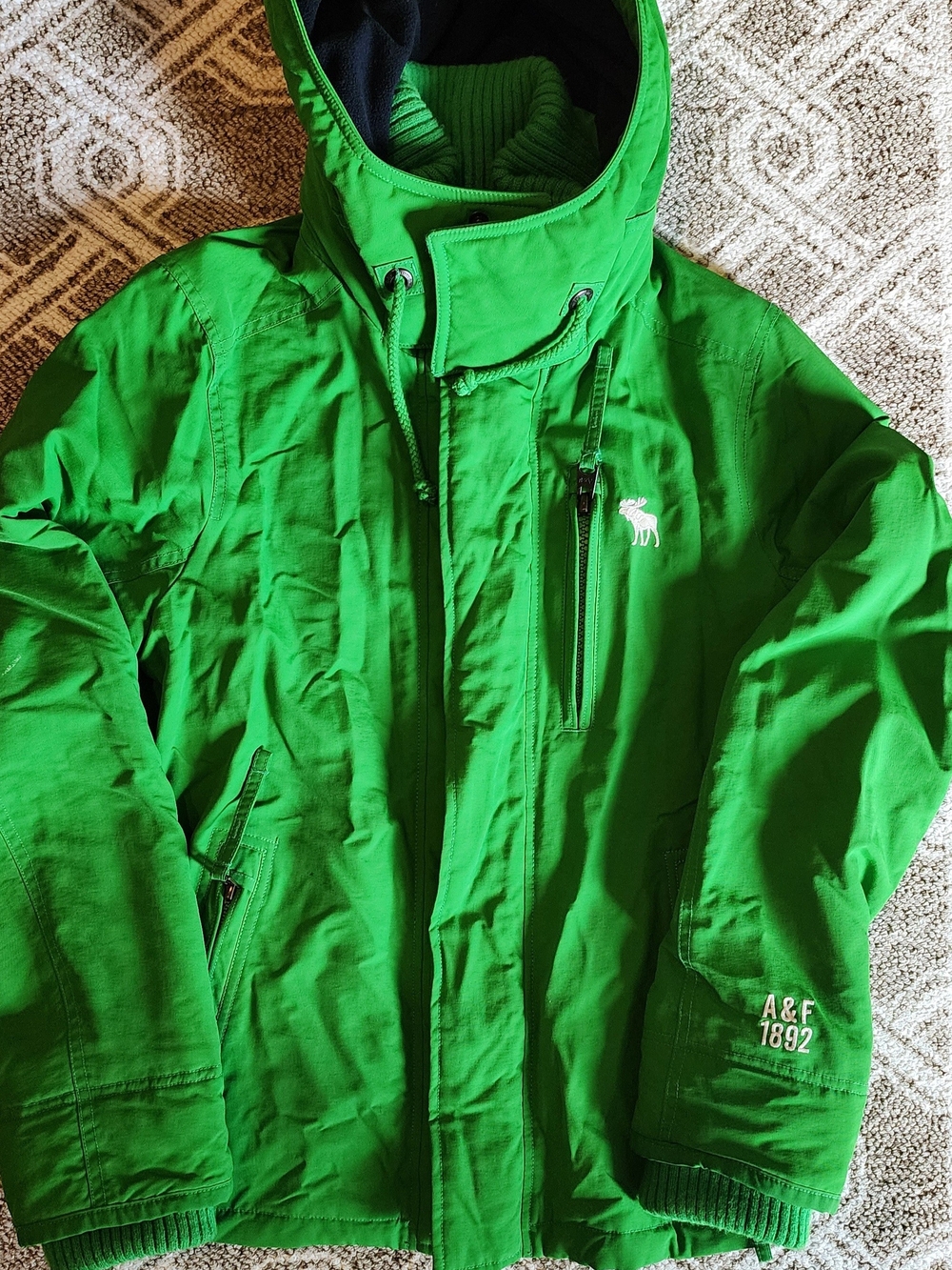 Abercrombie & Fitch Vibrant Green Hooded Performance Jacket
